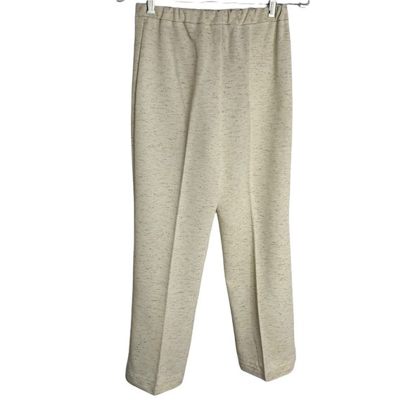 Vintage 70s Layered Look Cardigan Pant Set S Beige Knit Buttons Elastic Waist - Picture 10 of 10